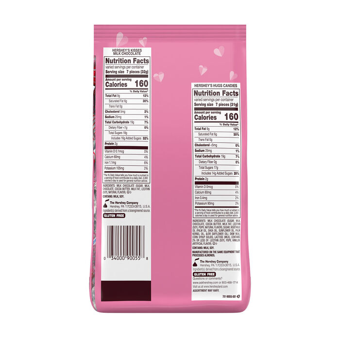 Image of HERSHEY'S HUGS & KISSES Assorted Flavored, Valentine's Day, Candy Bag, 23.5 oz Packaging