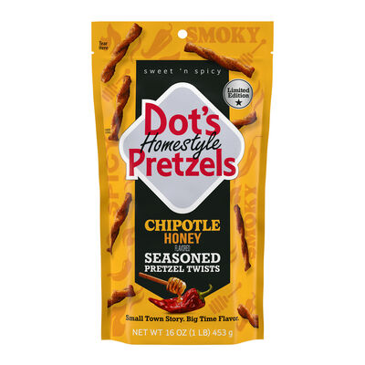 DOT'S Homestyle Pretzels Chipotle Honey Flavored Seasoned Pretzel Twists Bag, 16 oz