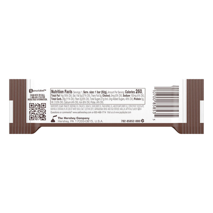 Image of PAYDAY Milk Chocolate Peanut Caramel Standard Size 1.85oz Candy Bar Packaging
