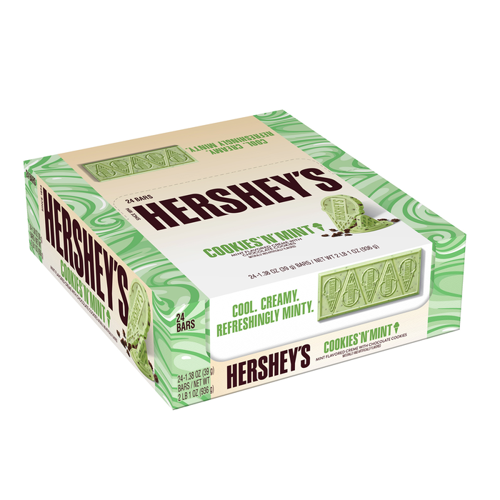 Image of HERSHEY'S Ice Cream Shoppe Cookies ‘N' Mint Flavored Candy Bar, 1.38 oz. Packaging