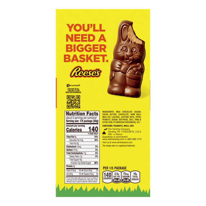 Image of Easter REESE'S Peanut Butter Bunny 5 oz. Packaging
