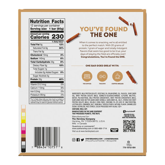 Image of ONE Cinnamon Roll Flavored Protein Bars, 2.12 oz (12 Count) Packaging