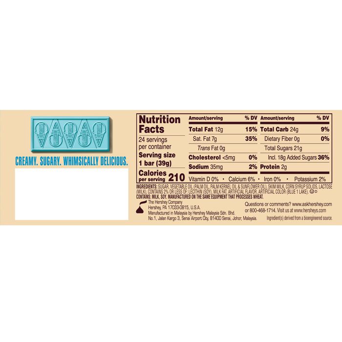 Image of HERSHEY'S Cotton Candy Ice Cream Flavored Standard Size Candy Bar, 1.38oz (24 Count) Packaging