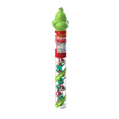 HERSHEY'S KISSES Grinch Milk Chocolate, Christmas , Candy Plastic Cane, 2.08 oz