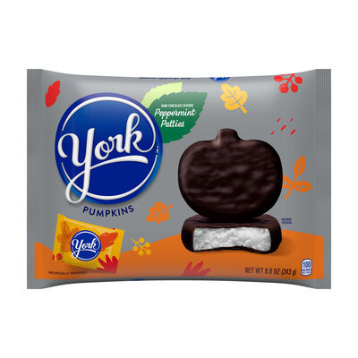 YORK Dark Chocolate Peppermint Patties Pumpkins, Fall Candy Bag, 8.6 oz