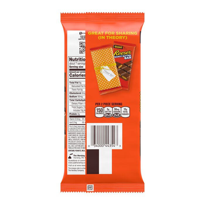 Image of REESE'S Chocolate Candy Peanut Butter Creme 7.37oz Giant Bar Packaging