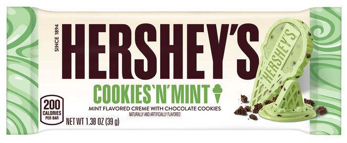 Image of HERSHEY'S ICE CREAM SHOPPE Cookies N Mint Standard Size 1.38oz Candy Bar Packaging