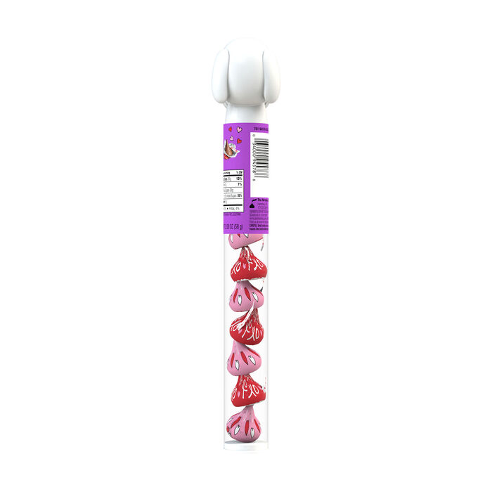 Image of HERSHEY'S KISSES Milk Chocolate Snoopy™ and Friends, Valentine's Candy Plastic Cane, 2.08 oz Packaging