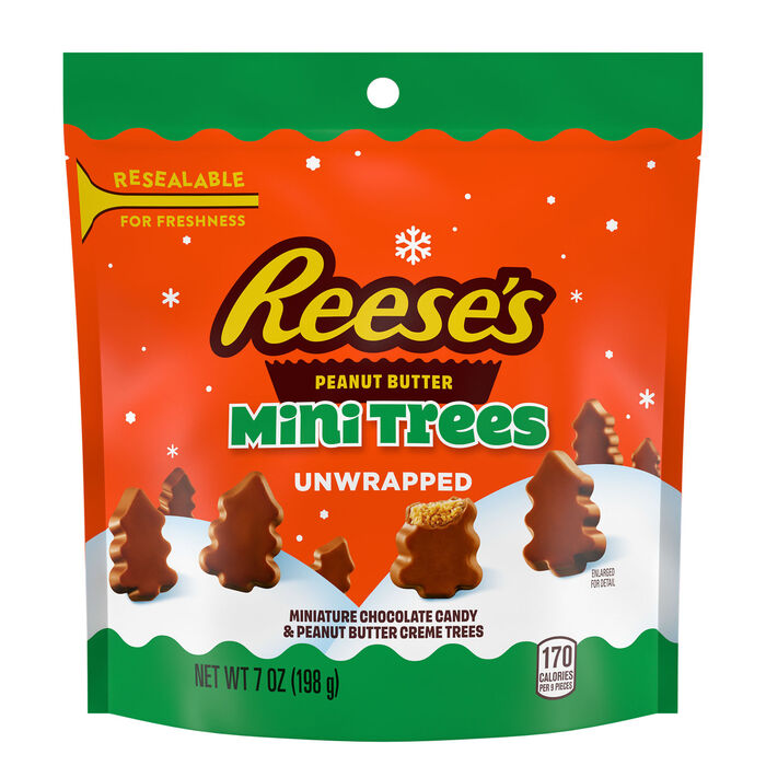 Image of REESE'S Chocolate Peanut Butter Creme Mini Trees, Christmas , Candy Bag, 7 oz Packaging