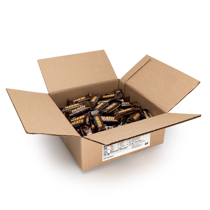 Image of HEATH Chocolate English Toffee Snack Size Bars 5 lbs. Bulk Candy Box Packaging