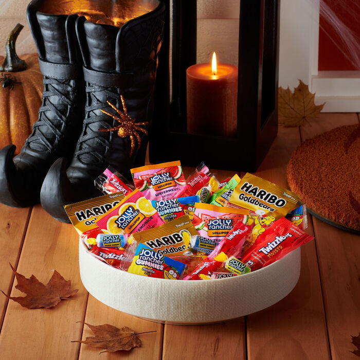 Image of HARIBO, JOLLY RANCHER and TWIZZLERS Assorted Miniatures Halloween Candy, Bulk Bag, 73.54 oz (235 Pieces) Packaging