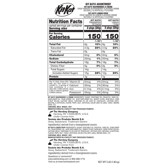 Image of KIT KAT&reg; Raspberry Creme and Lemon Crisp Snack Size Mix Bulk Candy Box, 3 lbs. Packaging