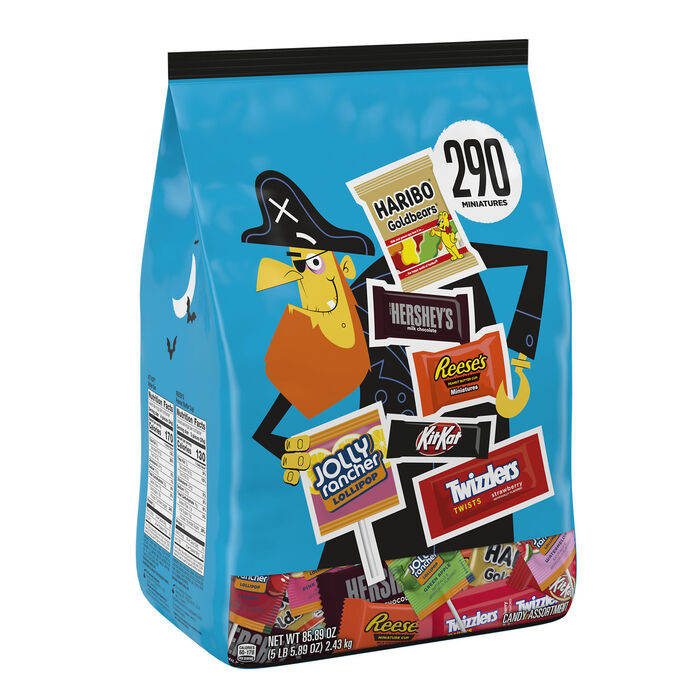 Image of HERSHEY'S Assorted Miniatures Halloween Candy, Bulk Bag, 85.89 oz (290 Pieces) Packaging