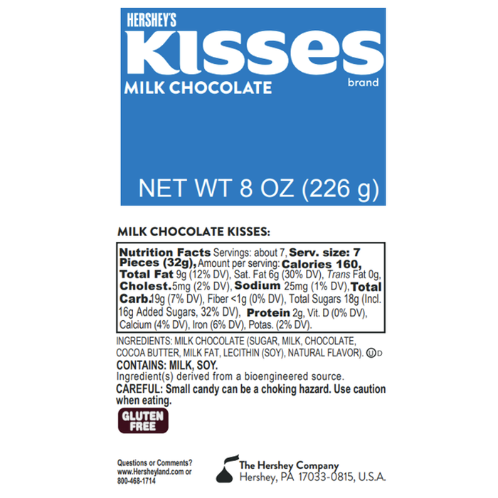 Image of HERSHEY’S KISSES Milk Chocolate Filled Tube, 8 oz Packaging