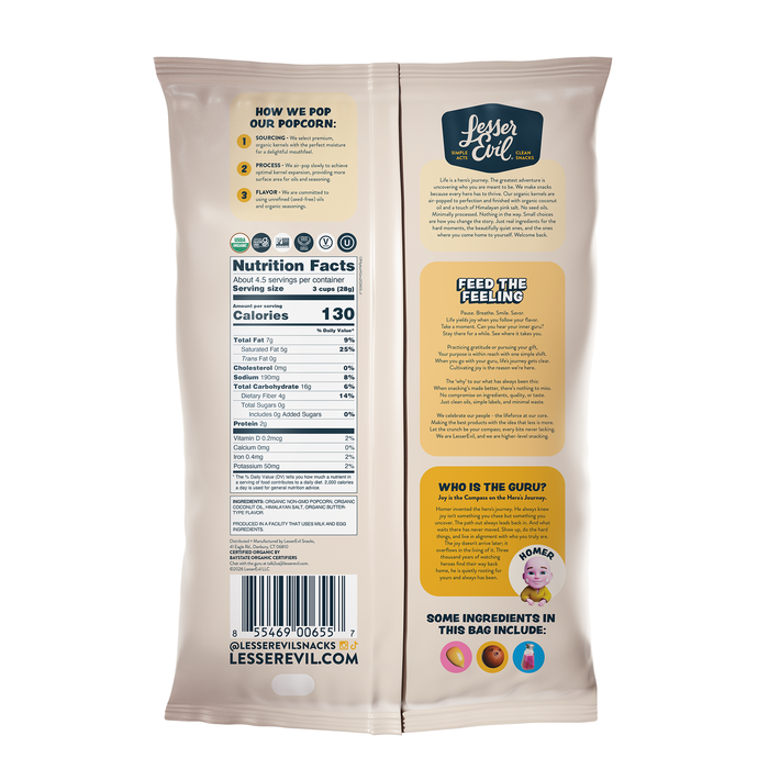 Image of LesserEvil Himalayan Gold Popcorn 4.6oz Packaging