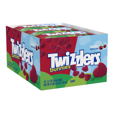 TWIZZLERS Cherry Flavored Bunnies, Easter Candy Bags, 2.1 oz (18 Count)