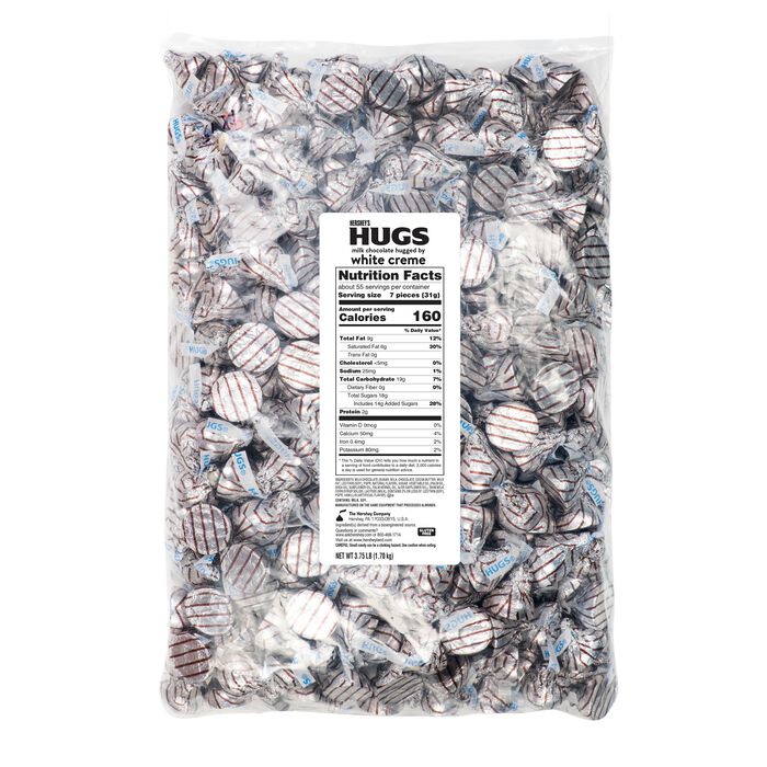 Image of HERSHEY’S HUGS Milk Chocolate and White Creme Candy 3.75 lb Bulk Bag Packaging