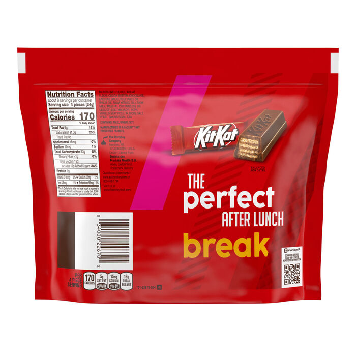 Image of KIT KAT Milk Chocolate Miniatures Candy Bars 10.1oz Candy Bag Packaging