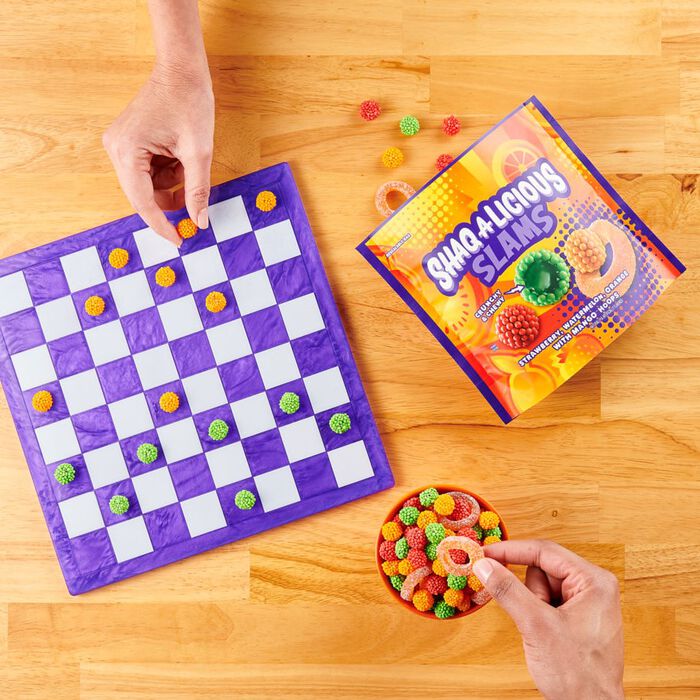 Image of SHAQ-A-LICIOUS SLAMS Assorted Fruit Flavored Crunchy & Chewy Candy Bag, 9.8 oz Packaging