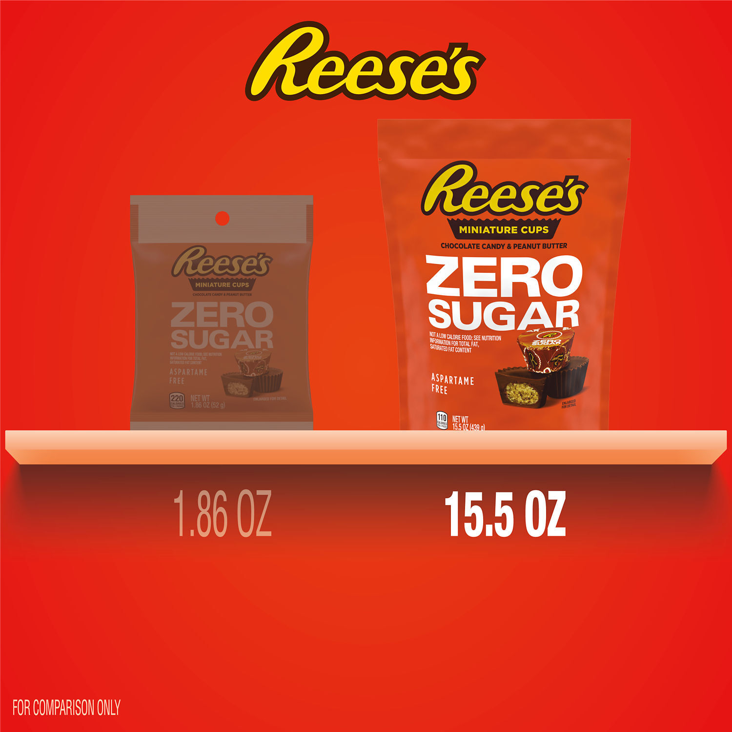 REESE'S Zero Sugar Miniatures Chocolate Peanut Butter Cups Candy Bag ...