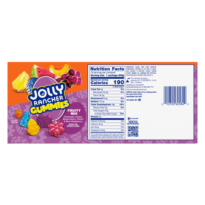 Image of JOLLY RANCHER Fruity Mix Easter Gummies, 2.1 oz (18 Count) Packaging