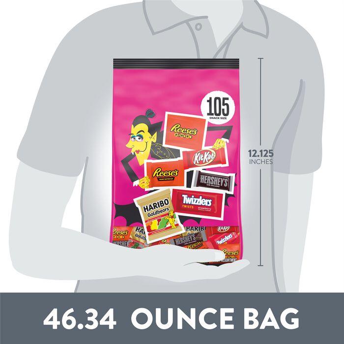 Image of Hershey Assorted Flavored Snack Size, Candy Variety Bag, 46.34 oz (105 Pieces) Packaging