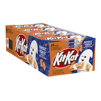 KIT KAT® Ghost Toast Cinnamon Toast Flavored Creme Wafer Bars, Halloween Candy Packs, 1.5 oz (24 Count)