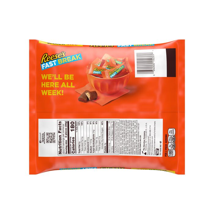 Image of REESE'S FAST BREAK Milk Chocolate, Peanut Butter and Nougat Snack Size, Candy Bag, 10.1 oz Packaging