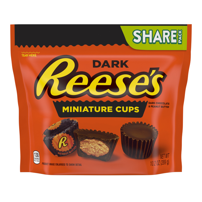 Image of REESES Dark Chocolate Peanut Butter Miniature Cups 10.2 oz. Share Bag Packaging