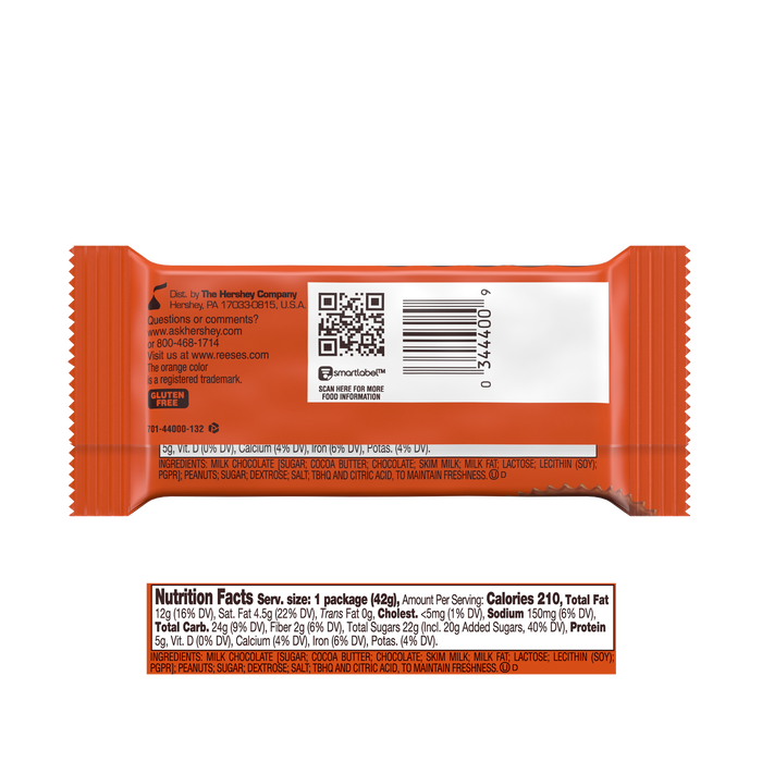 Image of REESE'S Peanut Butter Cup Standard Bar 1.5oz Packaging