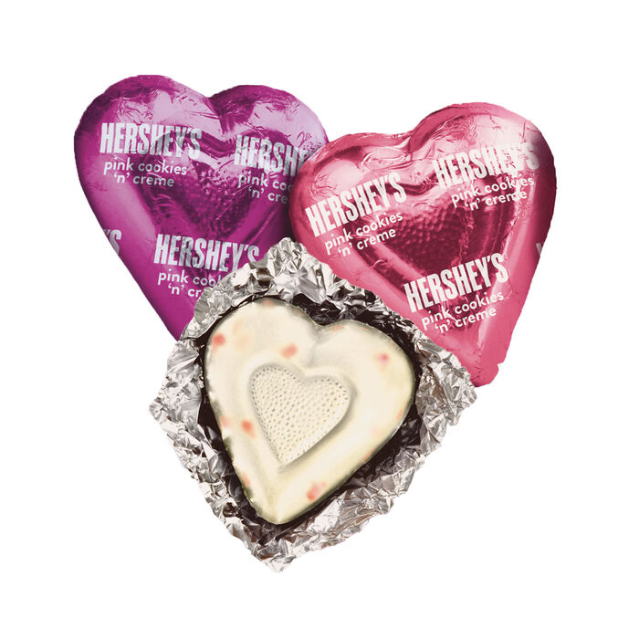 Image of HERSHEY'S Pink Cookies 'n' Creme Hearts, Valentine's Day, Candy Bag, 8.8 oz Packaging