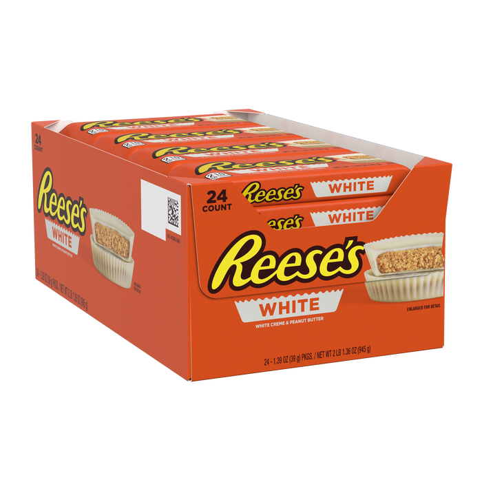 Image of REESE'S White Creme Peanut Butter Cups, 1.39 oz (24 Count) Packaging