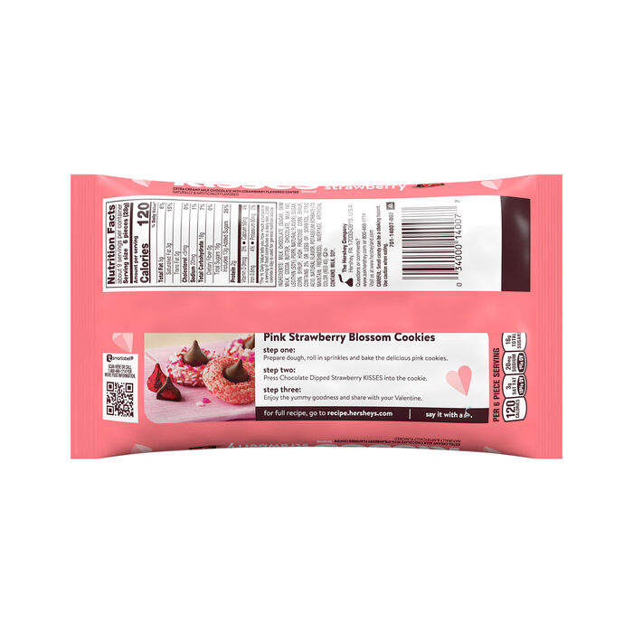 Image of HERSHEY'S KISSES Chocolate Dipped Strawberry, Valentine's Day, Candy Bag, 9 oz Packaging