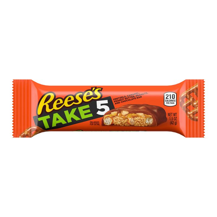 Image of REESE'S TAKE 5 Milk Chocolate Peanut Butter Standard Size 1.5oz Candy Bar Packaging