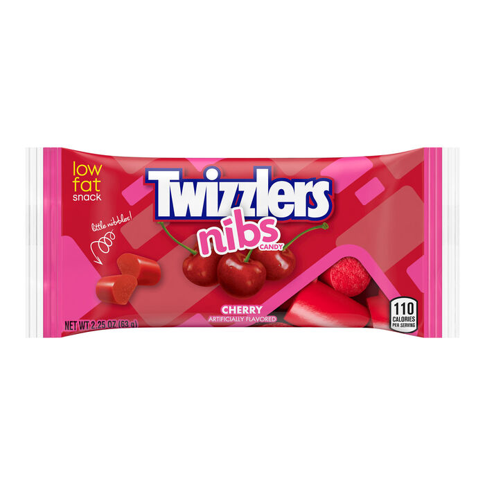 Image of TWIZZLERS NIBS Cherry Candy Standard Size 2.25 oz. Candy Bar Packaging