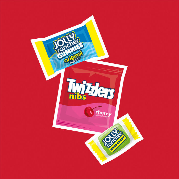 Image of TWIZZLERS & JOLLY RANCHER FAVORITES with Cherry Nibs, Hard Candy and Gummies Party Bag 43.03 oz. Packaging