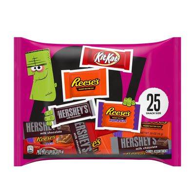 Hershey Milk Chocolate Assortment Snack Size, Individually Wrapped Candy Variety Bag, 13.08 oz (25 Pieces)