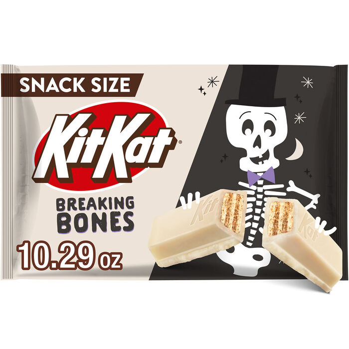 Image of KIT KAT&reg; Breaking Bones Vanilla Flavored Creme Wafer Snack Size, Halloween Candy Bag, 10.29 oz Packaging