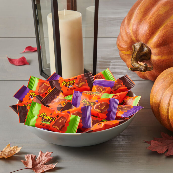 Image of REESE'S Assorted Snack Size Milk Chocolate Peanut Butter Halloween Shapes, Variety Bag, 9 oz Packaging