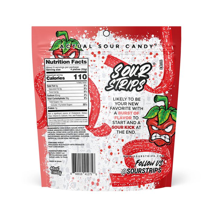 Image of Sour Strips Strawberry Candy Party Bag, 10.2oz Packaging