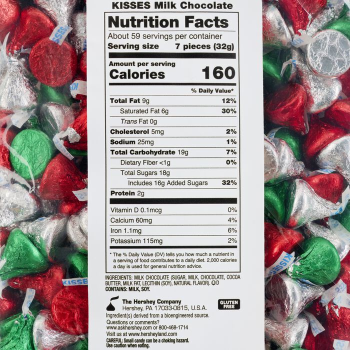 Image of HERSHEY'S KISSES Milk Chocolates in Holiday Mixed Foils - 66.7oz Candy Bag Packaging