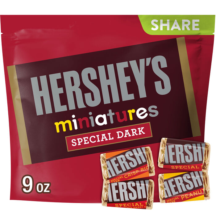 Image of HERSHEY'S SPECIAL DARK Miniatures Assorted Chocolate Candy Share Pack, 9 oz Packaging