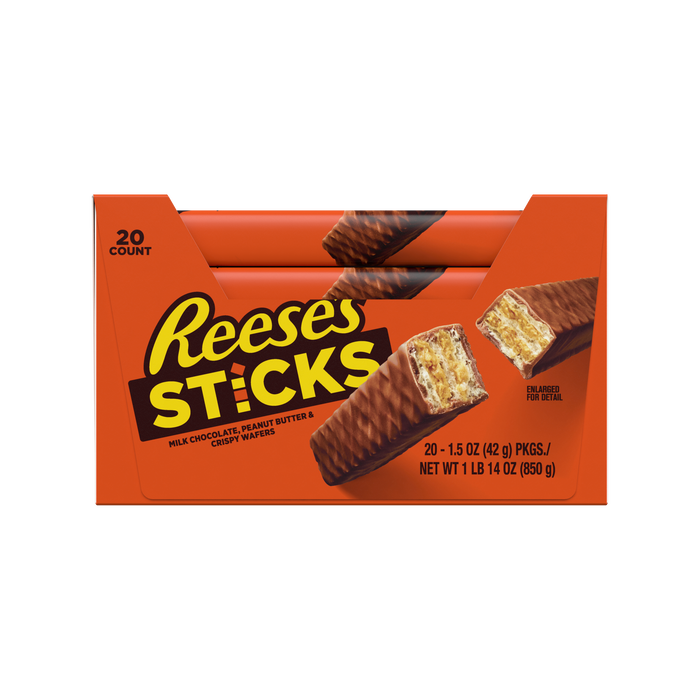 Image of REESE'S STICKS Milk Chocolate Peanut Butter Candy Bars, 1.5 oz (20 Count) Packaging