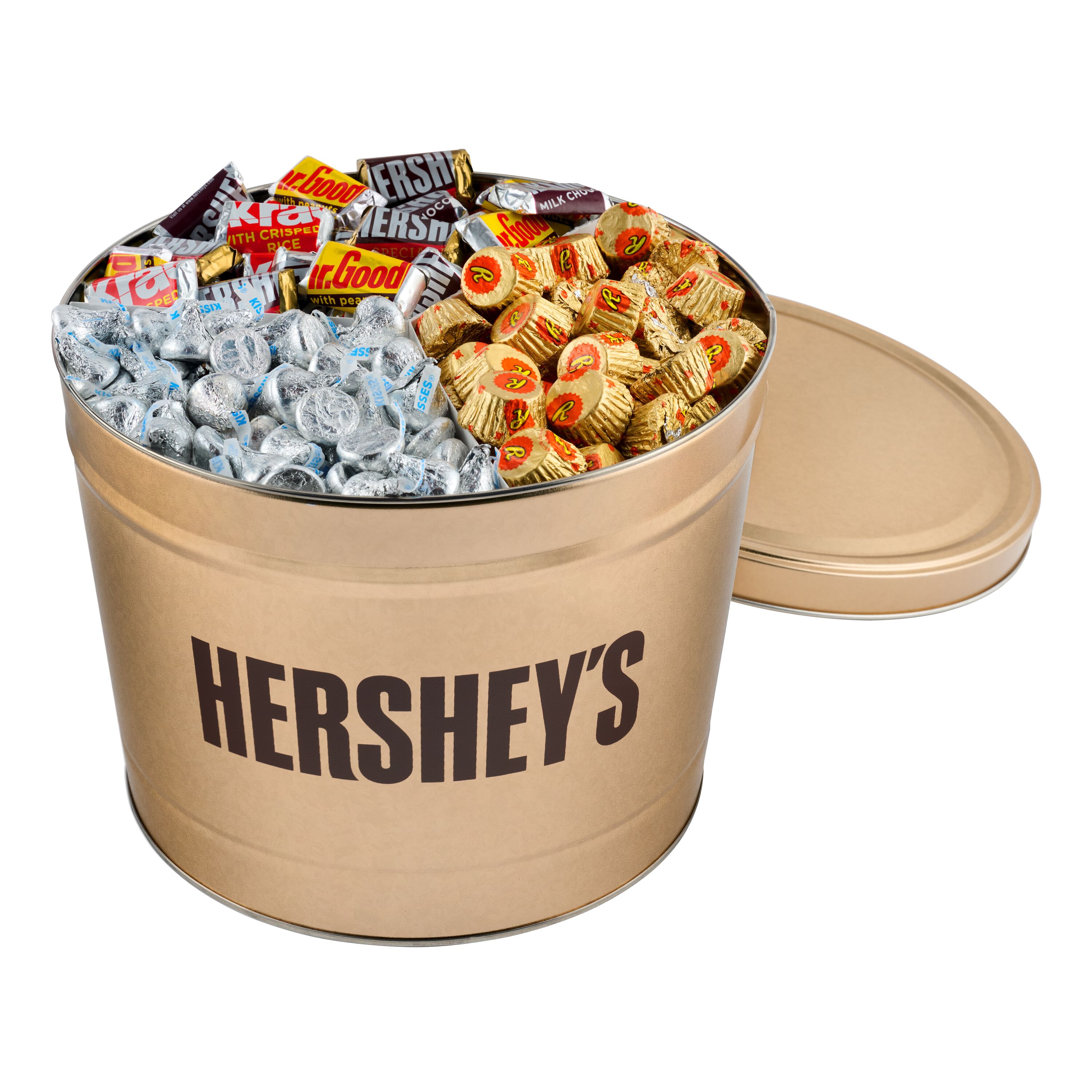 11lb HERSHEY'S Assorted Chocolates in Matte-Finish Gold Tin