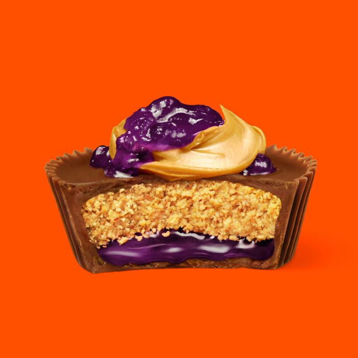 Image of REESE'S Big Cup PB&J Grape Milk Chocolate King Size Peanut Butter Cups Candy Pack, 2.8 oz (16 Count) Packaging