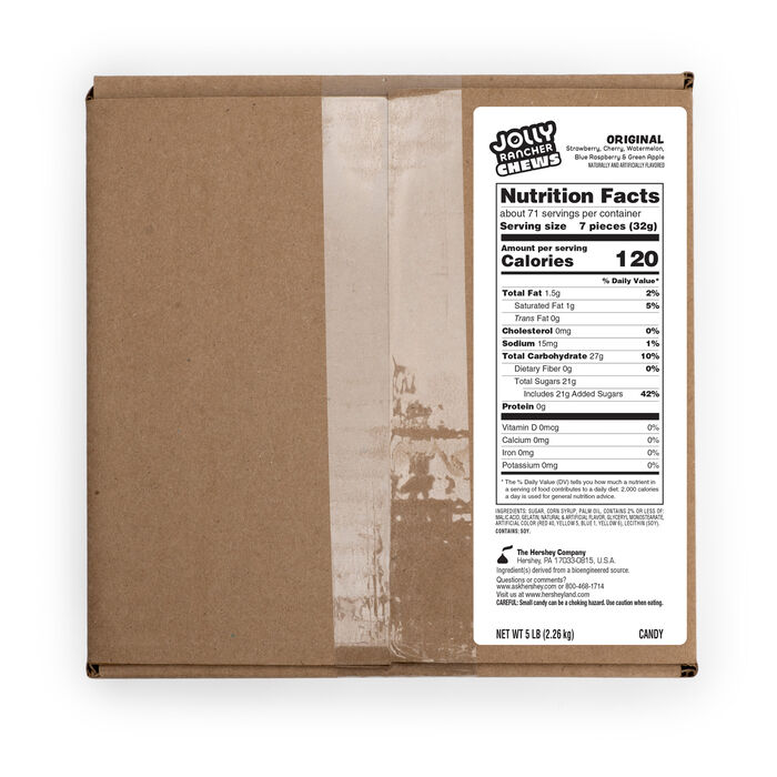 Image of JOLLY RANCHER Assorted Flavor Chews Candy 5lb Bulk Box Packaging