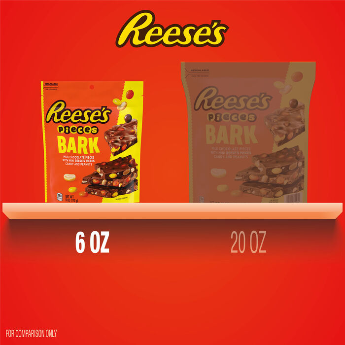Image of REESE'S PIECES Milk Chocolate Candy Bark with Peanuts Bag, 6 oz Packaging