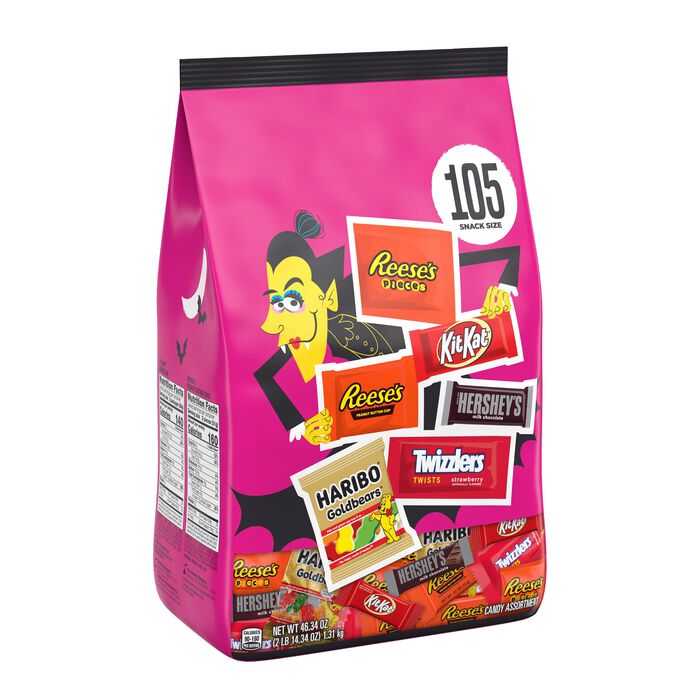 Image of Hershey Assorted Flavored Snack Size, Candy Variety Bag, 46.34 oz (105 Pieces) Packaging