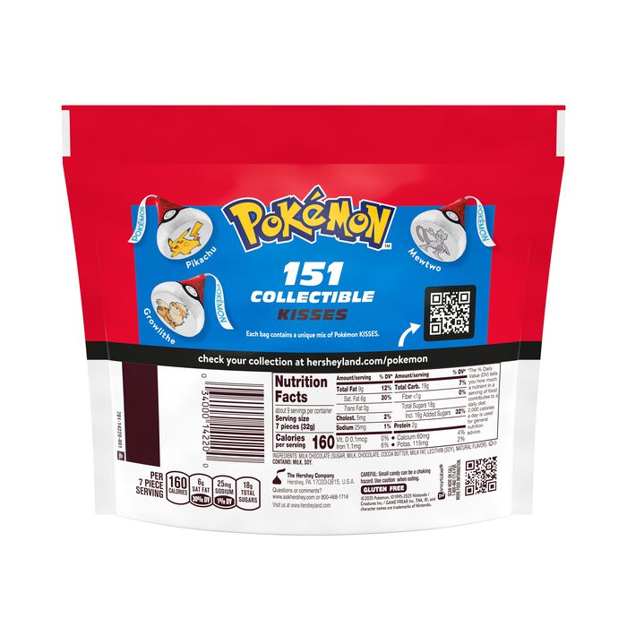 Image of HERSHEY'S KISSES Milk Chocolate Pokémon Candy Bag, 10.1 oz Packaging