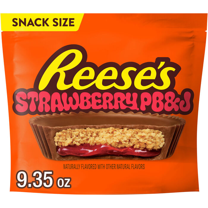 Image of REESE'S PB&J Strawberry Milk Chocolate Snack Size Peanut Butter Cups, 9.35 oz Packaging